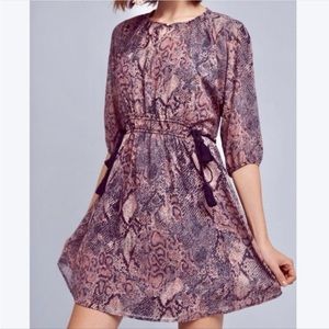 Anthropologie Floreat Zharah snakeskin tassel tie 2 piece boho dress